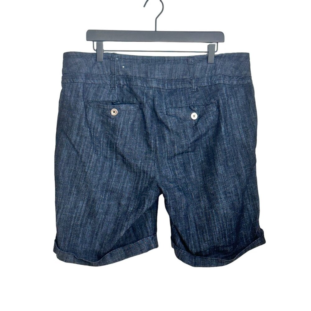 Boom Boom Denim Bermuda Shorts With Button-Up Front & Pockets 16W